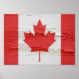 Póster Flag Canadense Weathered