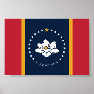 Poster Flag do Mississippi - New Magnolia Flag