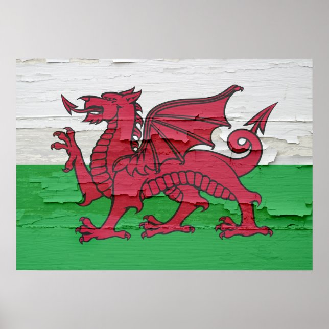 Poster Flag of Wales Weathered (Frente)