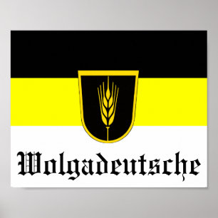 Poster Flag of Wolgadeutsche (black/yellow/white version 