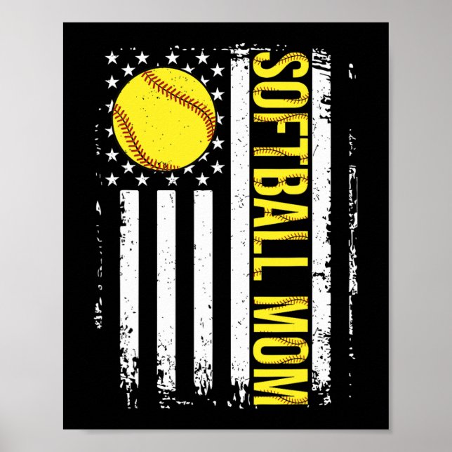 Poster Flag Softball Team Softball Mãe Mulheres Dias de a (Frente)