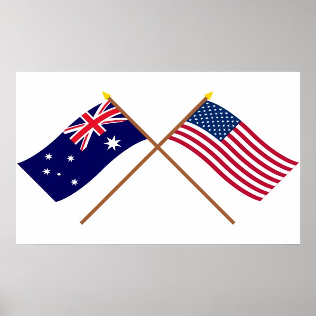Póster Flags cruzados entre Austrália e Estados Unidos (Frente)