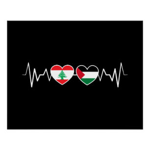 Póster Flags de Unidade Palestina Libanesa Batida.