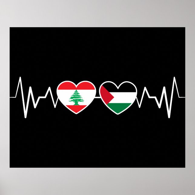 Poster Flags de Unidade Palestina Libanesa Batida. (Frente)