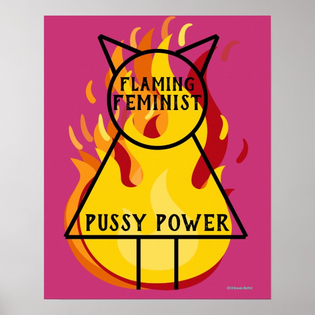 Poster Flamejante feminista poderosa e poderosa Direitos  (Frente)