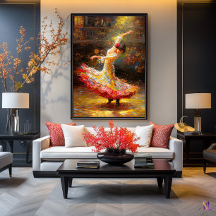Poster Flamenco em Movimento Impressionismo de Dança Expr