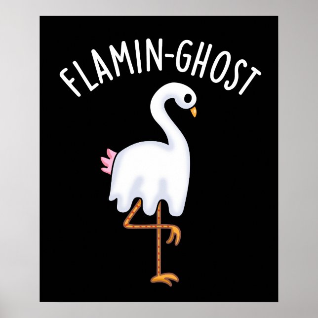 Poster Flamin-ghost Funny Flamingo Ghost Pun Dark BG (Frente)