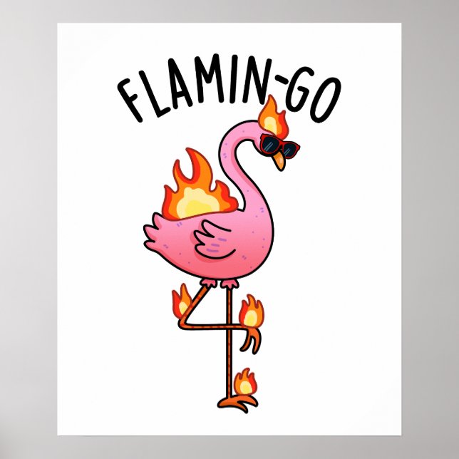 Poster Flamin-go Funny Flamingo Pun (Frente)