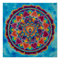 Flaming Heart Mandala na cor da água