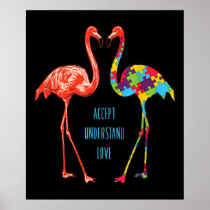 Poster Flamingo Aceitar Autismo Do Amor Flamingo