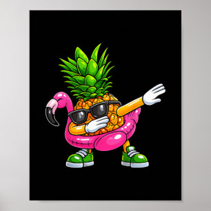 Poster Flamingo Aloha Havaí Tropical Abacaxi Dançando V