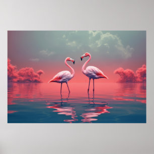 Poster Flamingo Animal Bird Wilderness Colorida