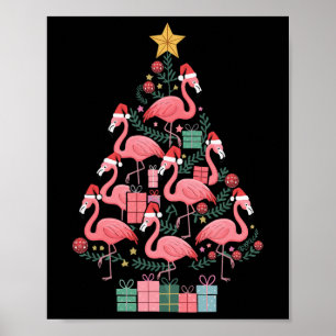 Poster Flamingo Árvore de Natal