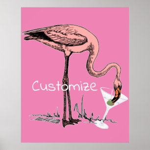 Poster Flamingo Bebendo Martini Thunder_Cove