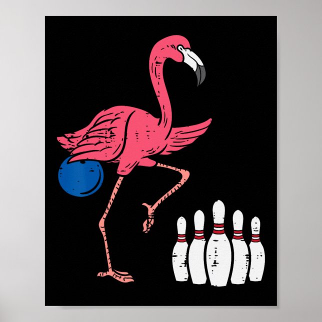 Poster Flamingo Boliche Engraçada Equipe do Esporte Bowle (Frente)