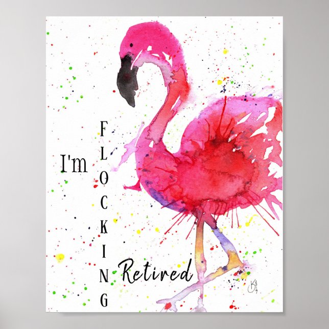 Poster Flamingo, branco e cor-de-rosa, 8X10" (Frente)