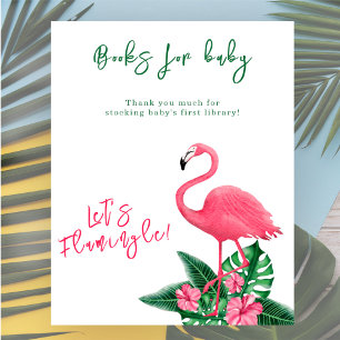 Poster flamingo chá de fraldas Books para bebê