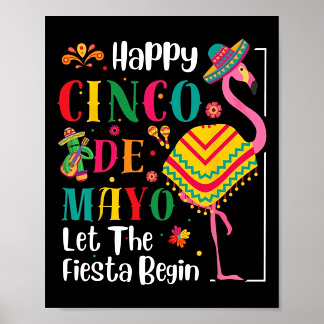 Poster Flamingo Cinco De Mayo Mexicano Fiesta Para Homens (Frente)