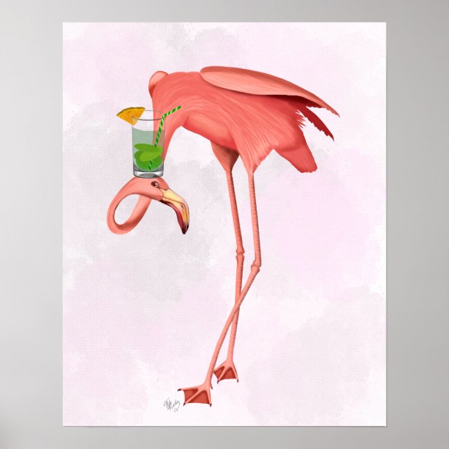 Poster Flamingo com coquetel (Frente)