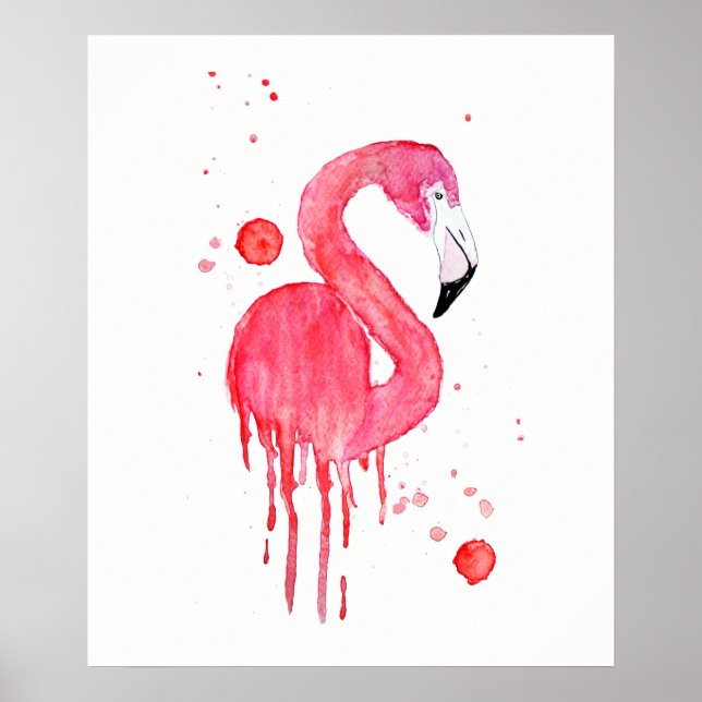 Póster Flamingo Cor-de-Água Rosa (Frente)