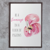 Flamingo, Cor de Água Rosa Moderna, Com Citação