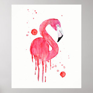 Póster Flamingo cor-de-rosa da aguarela