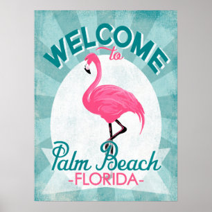 Poster Flamingo cor-de-rosa de Florida do Palm Beach -