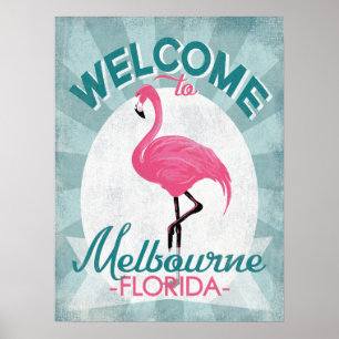 Poster Flamingo cor-de-rosa de Melbourne Florida retro