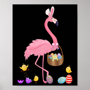 Poster Flamingo de Páscoa bonito com Páscoa de Páscoa