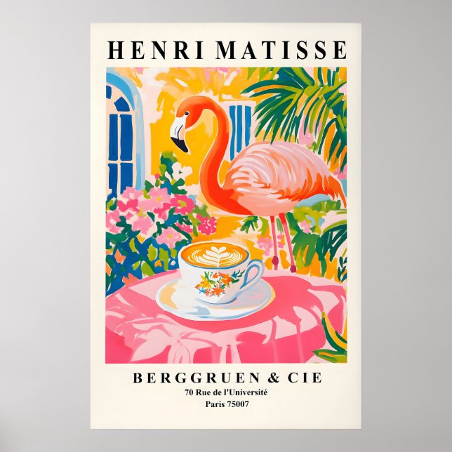 Poster Flamingo Drinking Coffee Art Print Henri Matisse (Frente)