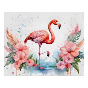 Póster Flamingo e Poster de Flores