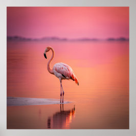Poster Flamingo Elegância em Dourado Rosado