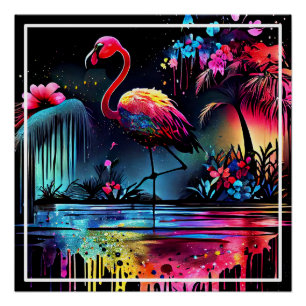 Póster Flamingo em A Lake-63852