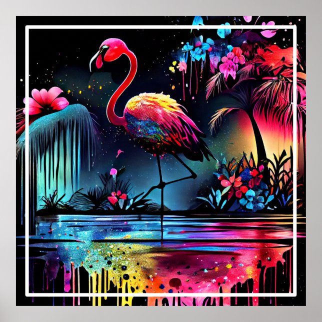 Poster Flamingo em A Lake-63852 (Frente)