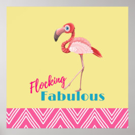 Póster Flamingo Fabuloso com Flamingo Rosa