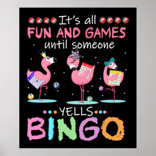 Poster Flamingo   Flaming Bingo Funny