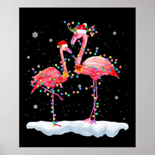 Poster Flamingo   Flamingo Árvore de Natal Santa Hat Xmas