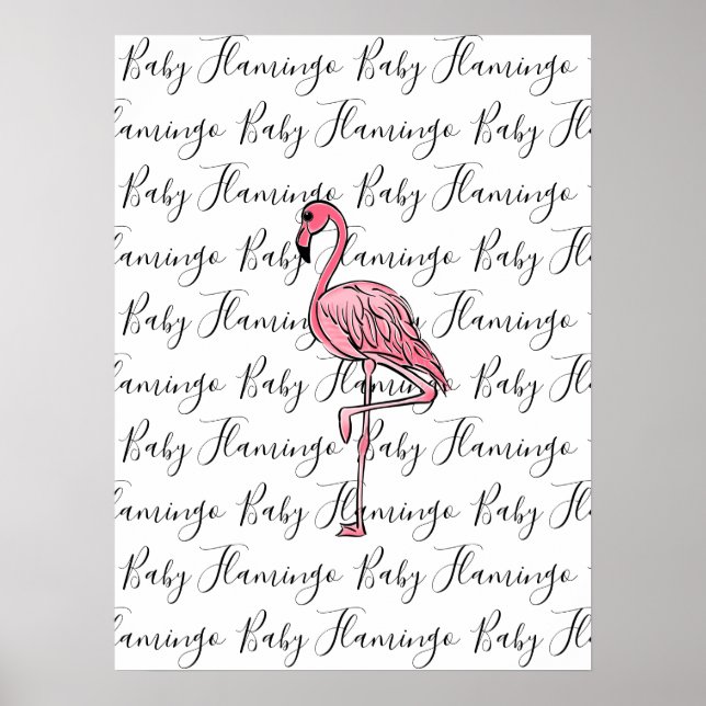 Poster Flamingo | flamingo cor-de-rosa, ave tropical rosa (Frente)