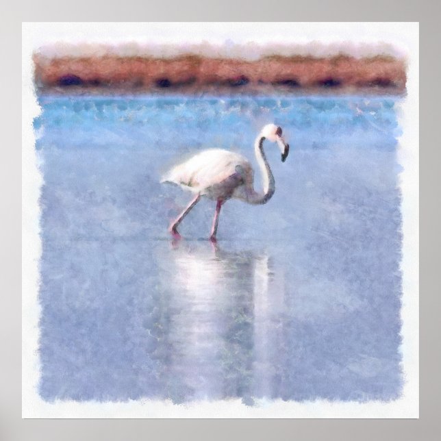 Poster Flamingo Grace E Beauty Watercolor (Frente)