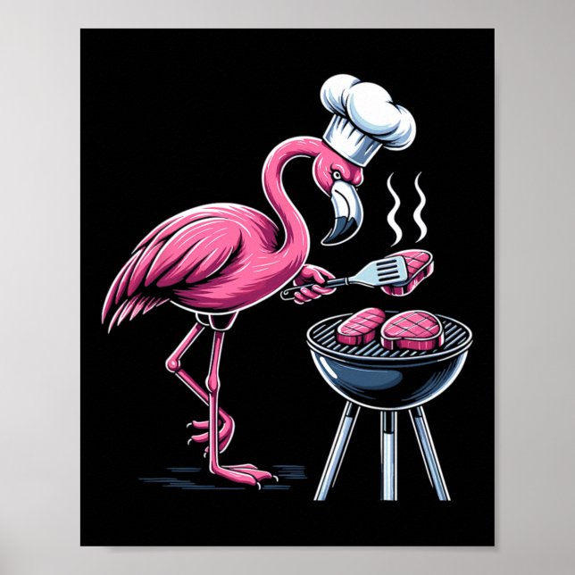Poster Flamingo Griling Rbecll Churrasco Para Homens Mulh (Frente)