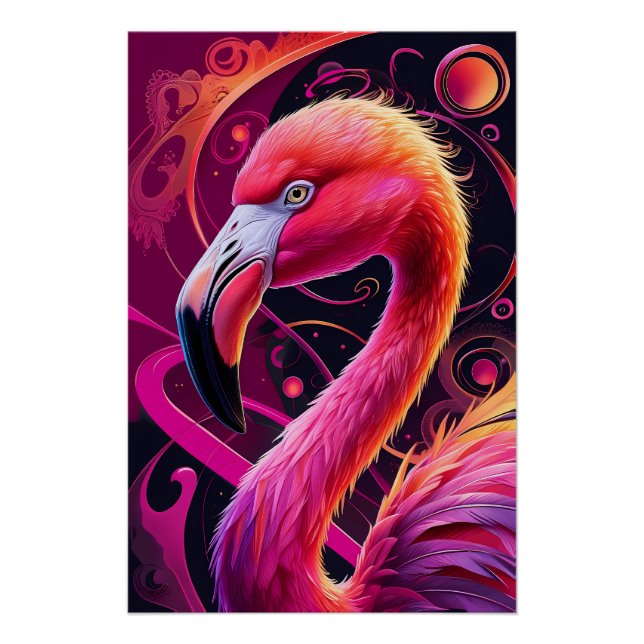Póster Flamingo Illustration – Fantasie Flamingo (Frente)