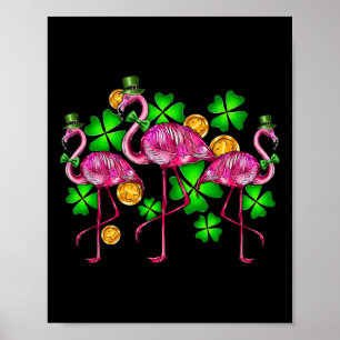 Poster Flamingo Irlandês Dia de São Patrício Ave Animal C
