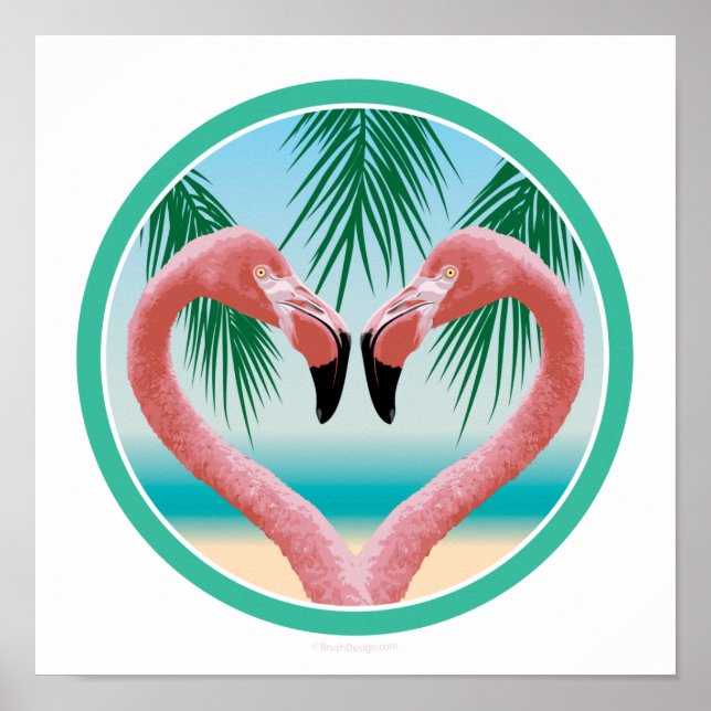 Poster Flamingo Love (Namorados Tropical) (Frente)