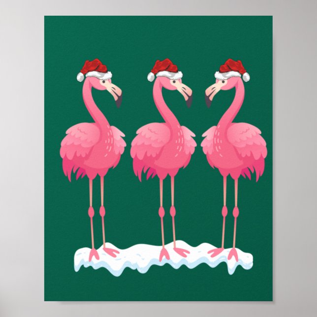Poster Flamingo Lover Xmas Papais noeis de iluminação ros (Frente)
