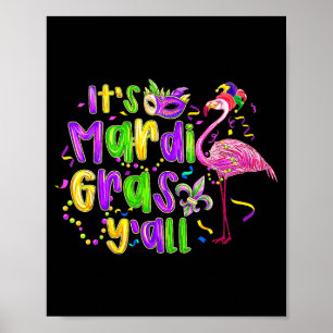 Poster Flamingo Mardi Gras Yall Fleur De Lis Préppy Gordo