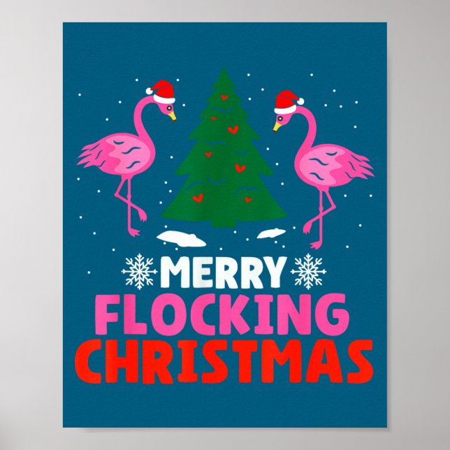 Poster Flamingo Merry Flocking Christmas Funny Xmas Men W (Frente)