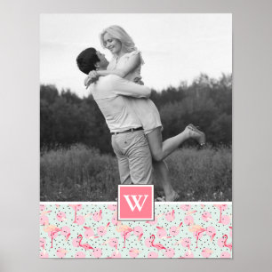 Póster Flamingo na foto das bolinhas com monograma
