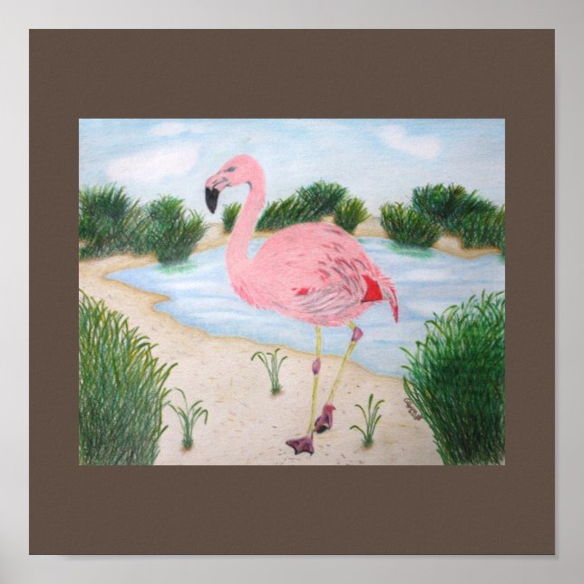 Poster Flamingo na tela do pântano (Frente)