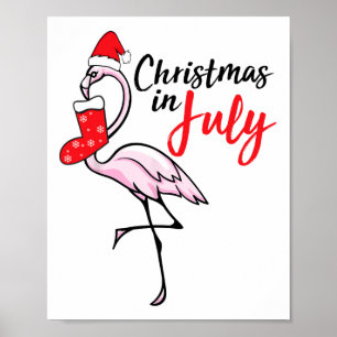 Poster Flamingo Natal Em Julho Festa Divertida De Natal