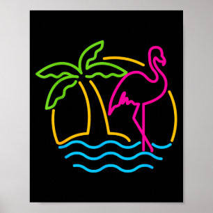 Poster Flamingo Nk Neon Retro Vintage Miami dos Anos 80